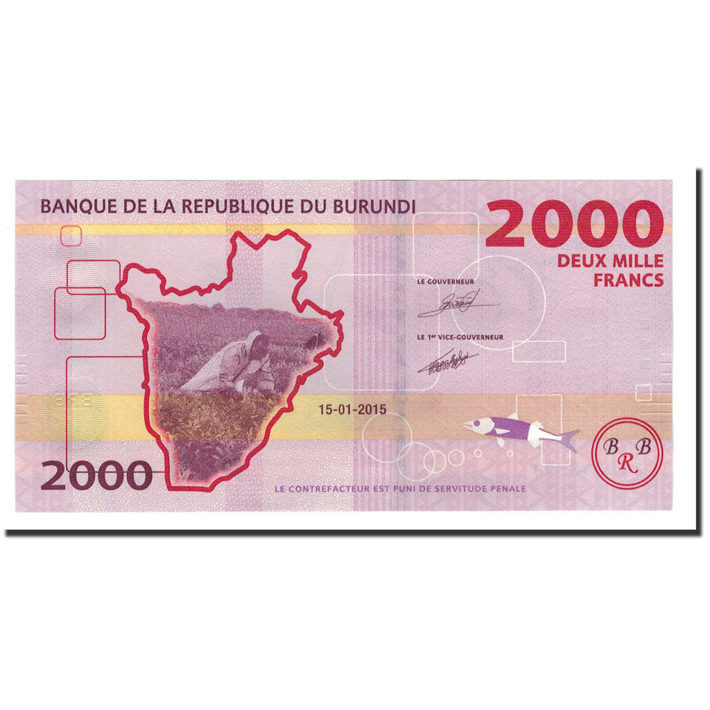 Banknote, Burundi, 2000 Francs, 2015, 2015.01.15, KM:52, UNC(65-70)