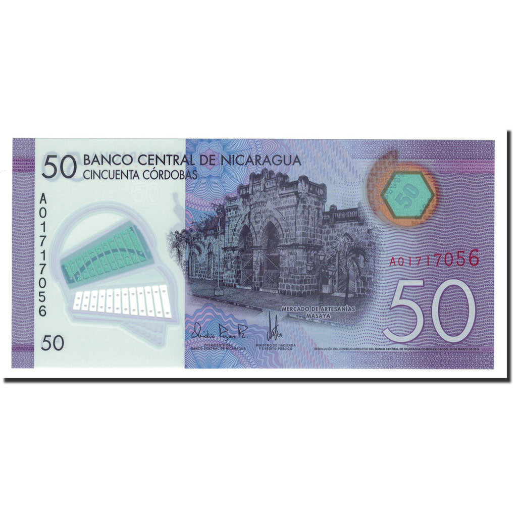 Biljet, Nicaragua, 50 Cordobas, 2014, 2014-10-26, KM:211a, NIEUW