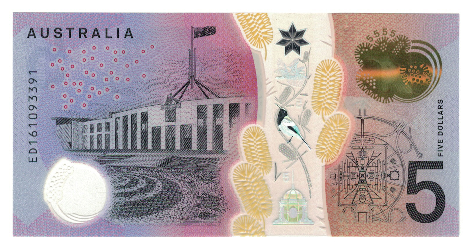 Banknote, Australia, 5 Dollars, 2016, KM:62, UNC(65-70)