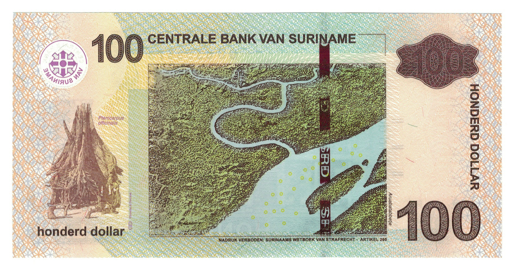 Banknote, Suriname, 100 Dollars, 2012, 2012-04-01, KM:166b, UNC(65-70)