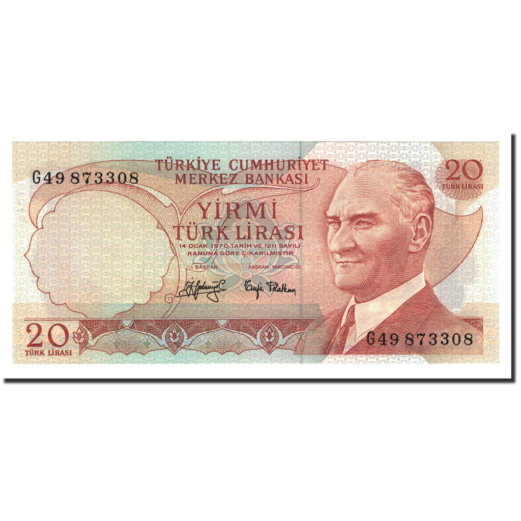 Geldschein, Türkei, 20 Lira, 1970, KM:187a, UNZ
