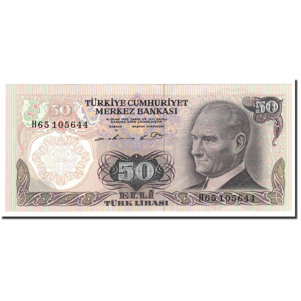 Banknote, Turkey, 50 Lira, 1970, KM:188, UNC(65-70)