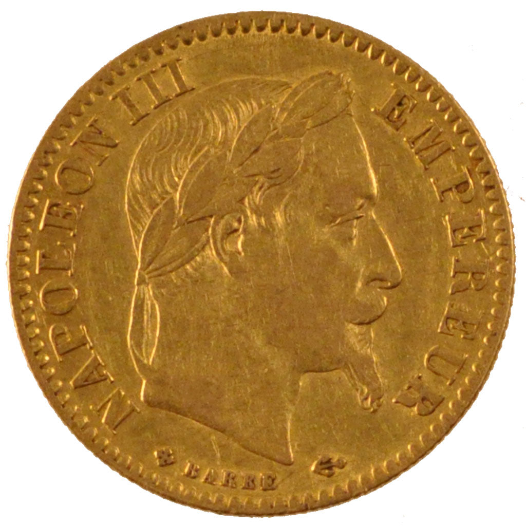 FRANCE, Napoléon III, 10 Francs, 1866, Strasbourg, KM #800.2, EF(40-45), Gold, G