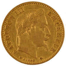 FRANCE, Napoléon III, 10 Francs, 1866, Strasbourg, KM #800.2, EF(40-45), Gold, G