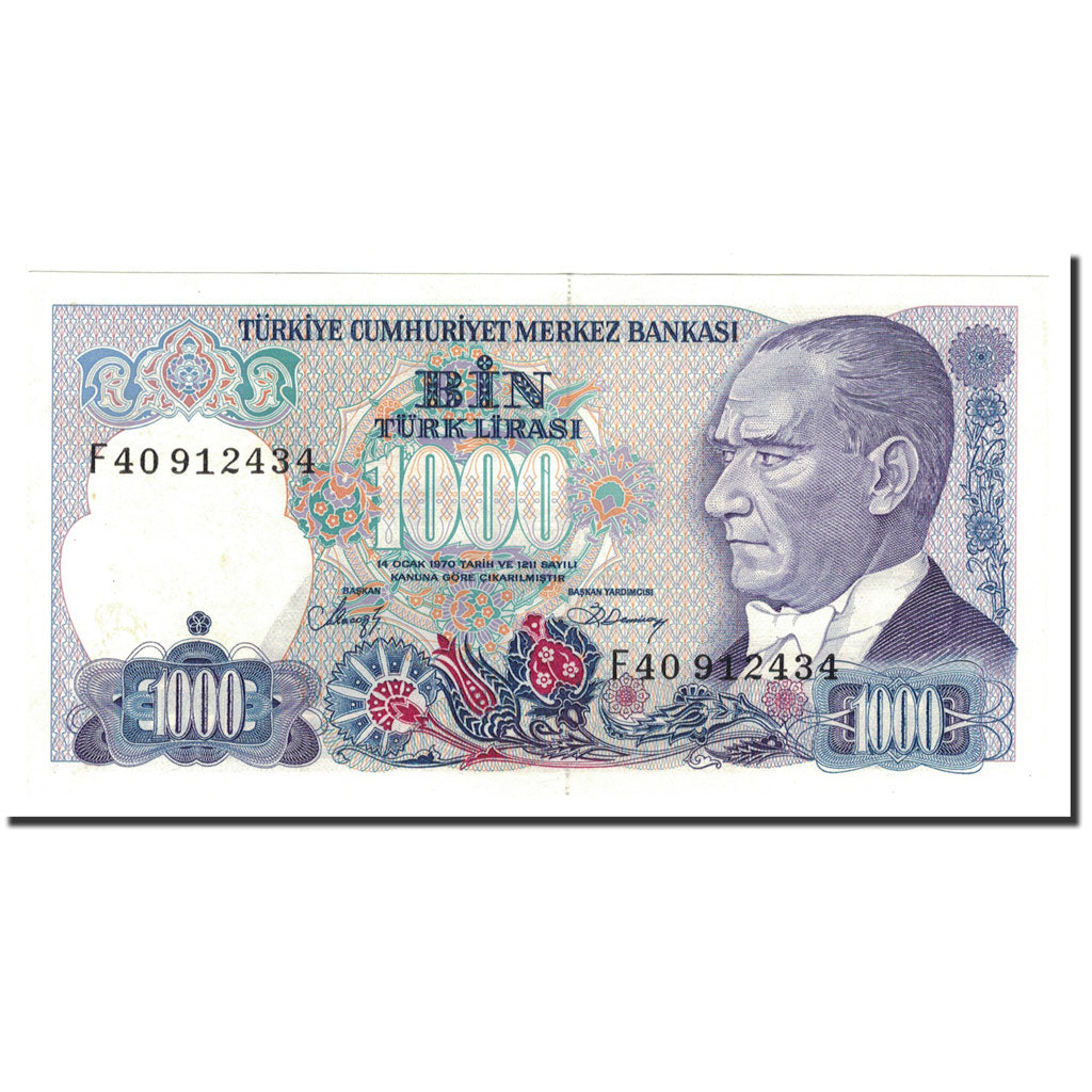 Banknot, Turcja, 1000 Lira, 1970, 1986, KM:196, UNC(63)