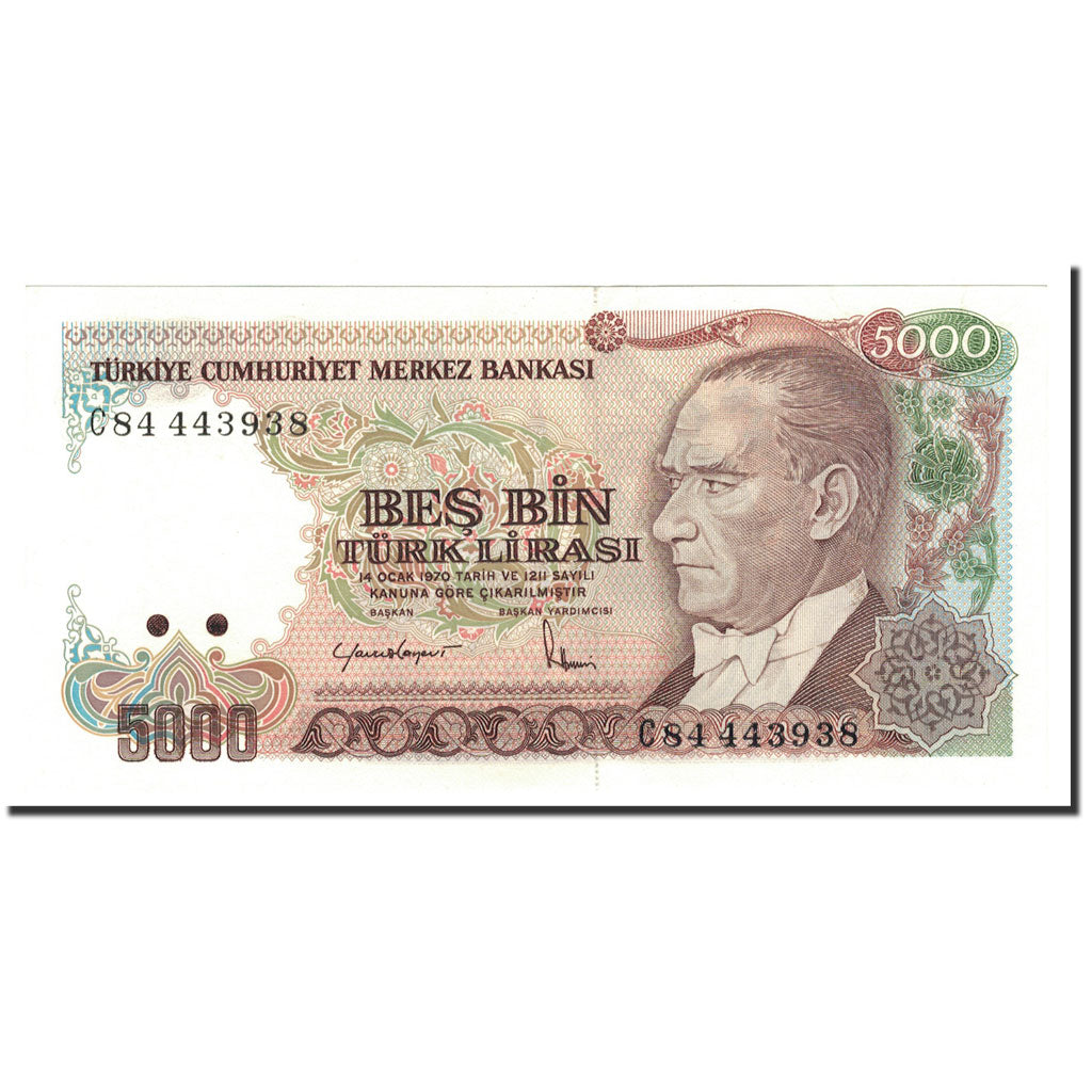 Turkey, 5000 Lira, 1970, 1985, KM:197, UNC(65-70)