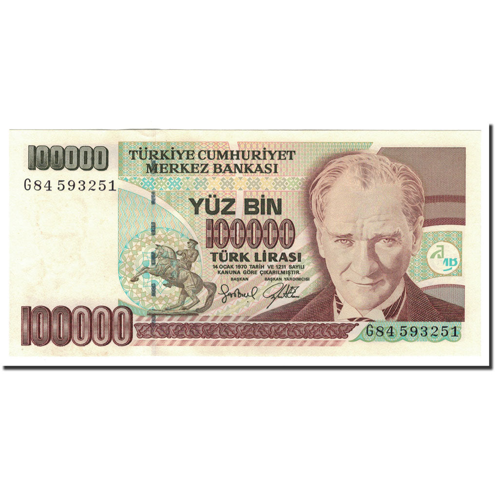 Banconote, Turchia, 100,000 Lira, 1970, KM:206, 1997, SPL