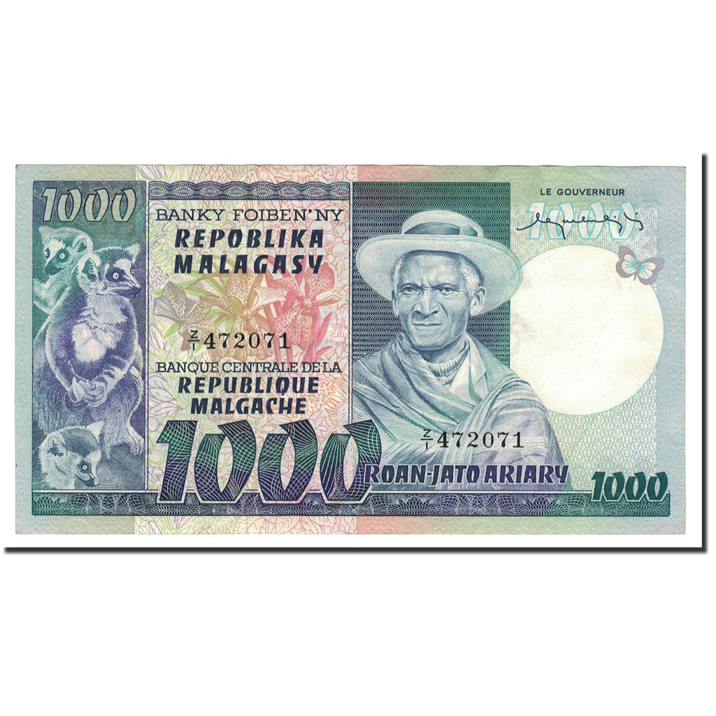 Madagascar, 1000 Francs = 200 Ariary, 1974, KM:65a, UNC(64)