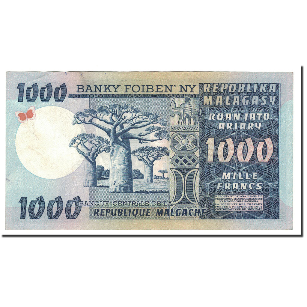 Madagascar, 1000 Francs = 200 Ariary, 1974, KM:65a, UNC(64)