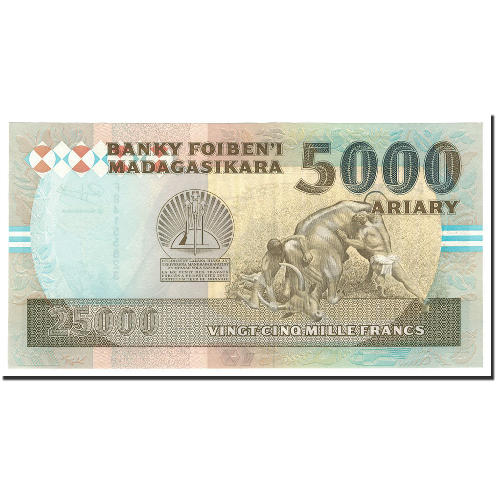 Madagascar, 25,000 Francs = 5000 Ariary, 1988, Undated (1993), KM:74a, UNC(64)