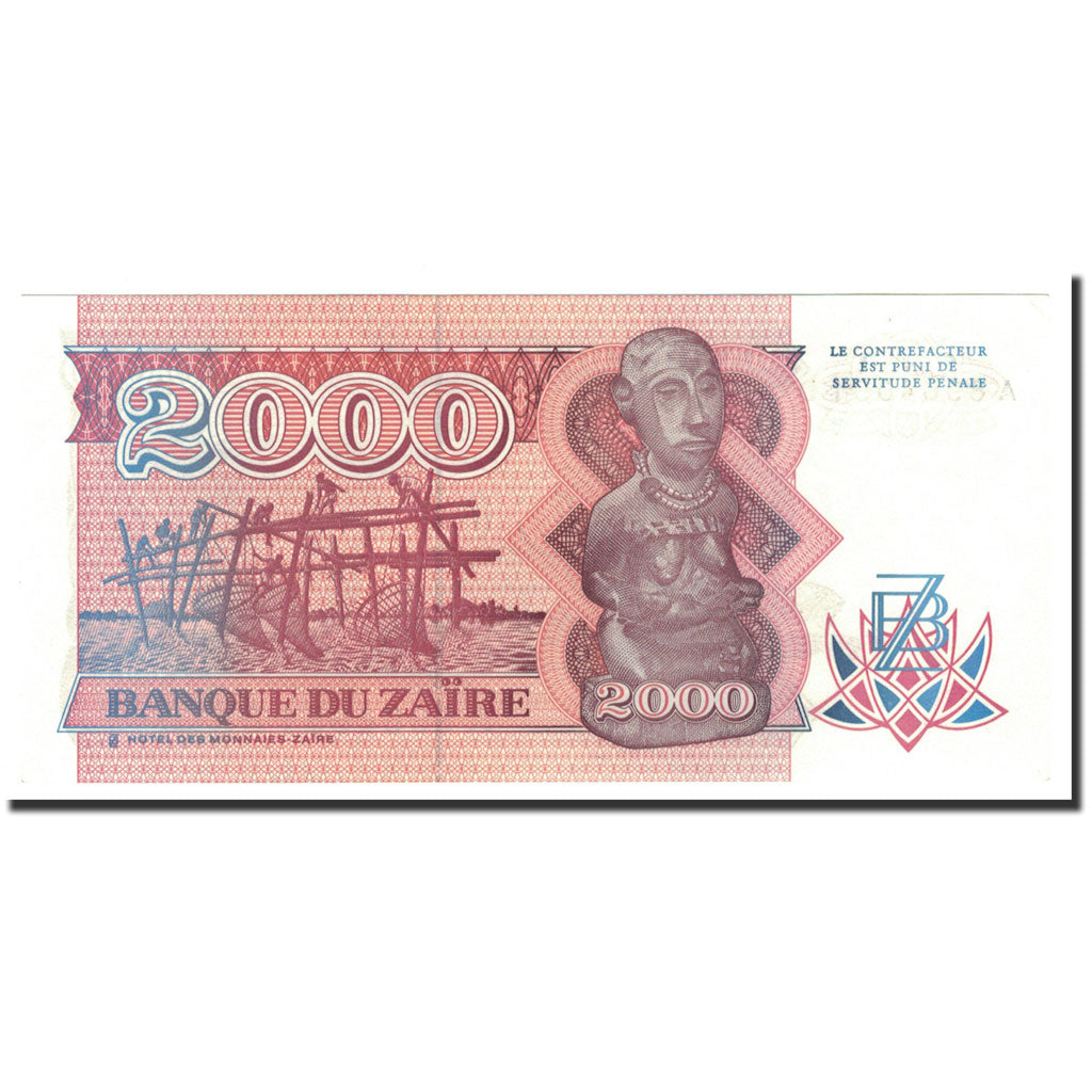 Banknote, Zaire, 2000 Zaïres, 1988-1992, 1991-10-01, KM:36a, UNC(65-70)