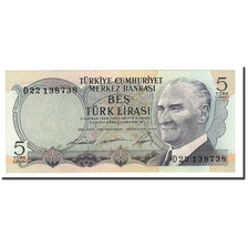 Banknote, Turkey, 5 Lira, 1970, 1976, KM:185, UNC(65-70)