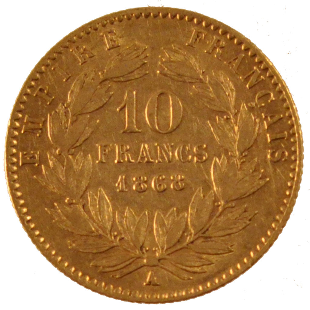 FRANCE, Napoléon III, 10 Francs, 1868, Paris, KM #800.1, EF(40-45), Gold, Gadour