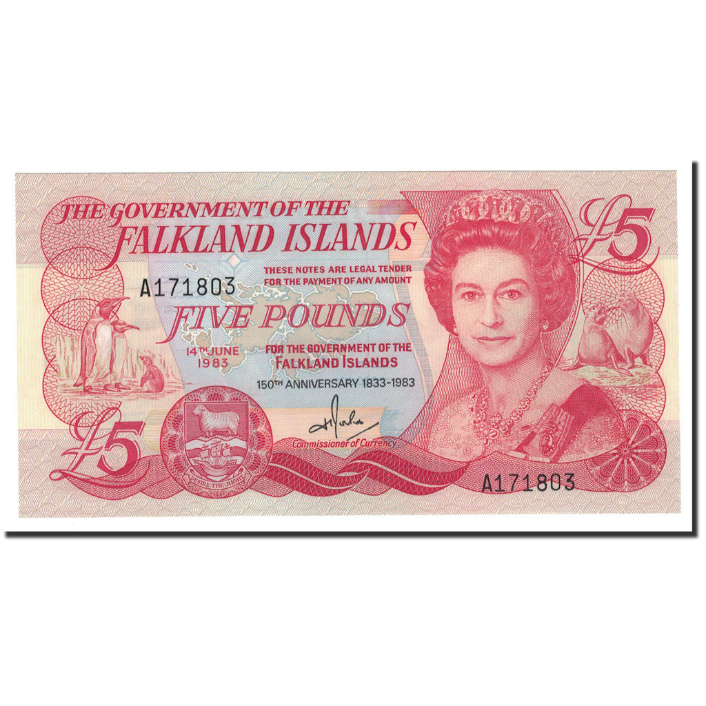 Banknot, Falklandy, 5 Pounds, 1983, 1983-06-14, KM:12a, UNC(65-70)