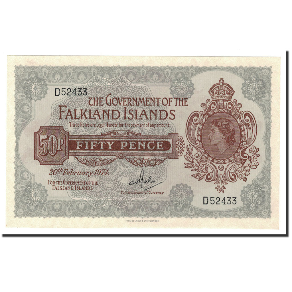Banknote, Falkland Islands, 50 Pence, 1974, 1974-02-20, KM:10b, UNC(65-70)