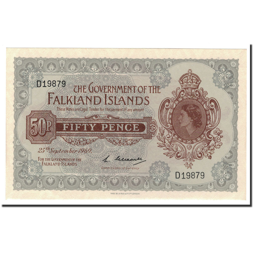 Billete, 50 Pence, 1969, Islas Malvinas, KM:10a, 1969-09-25, UNC