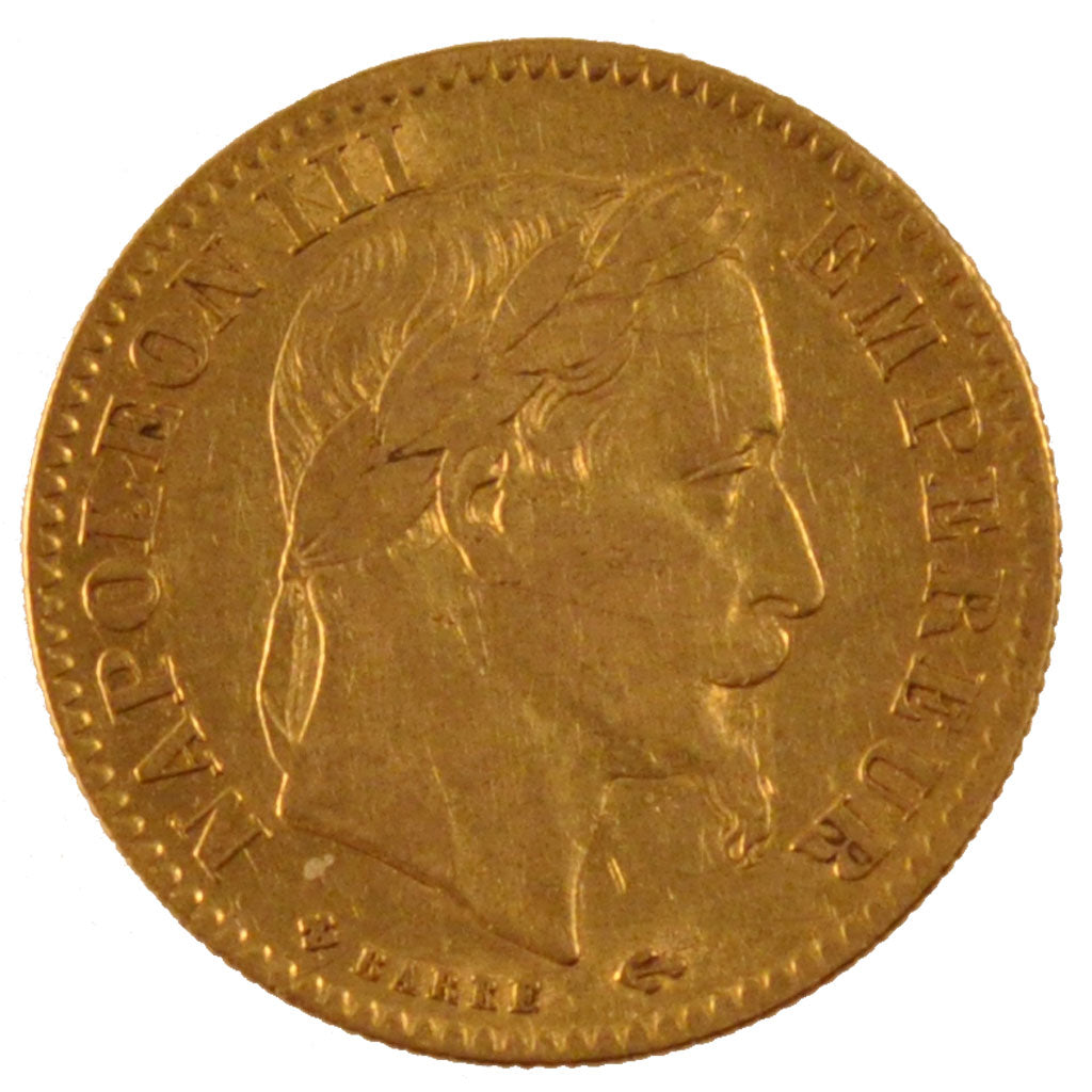 FRANCE, Napoléon III, 10 Francs, 1866, Strasbourg, KM #800.2, EF(40-45), Gold, G