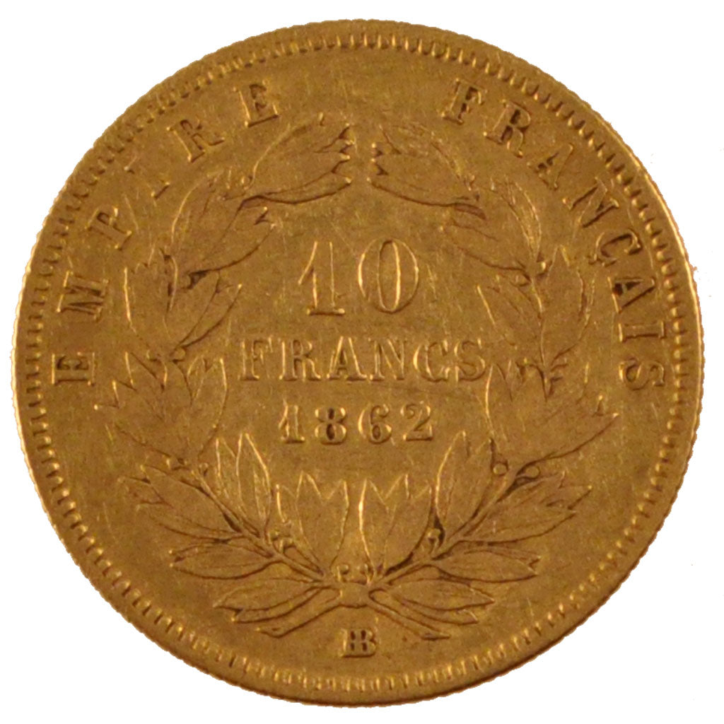 Francia, Napoleon III, Napoléon III, 10 Francs, 1862, Strasbourg, BB, Oro, K...