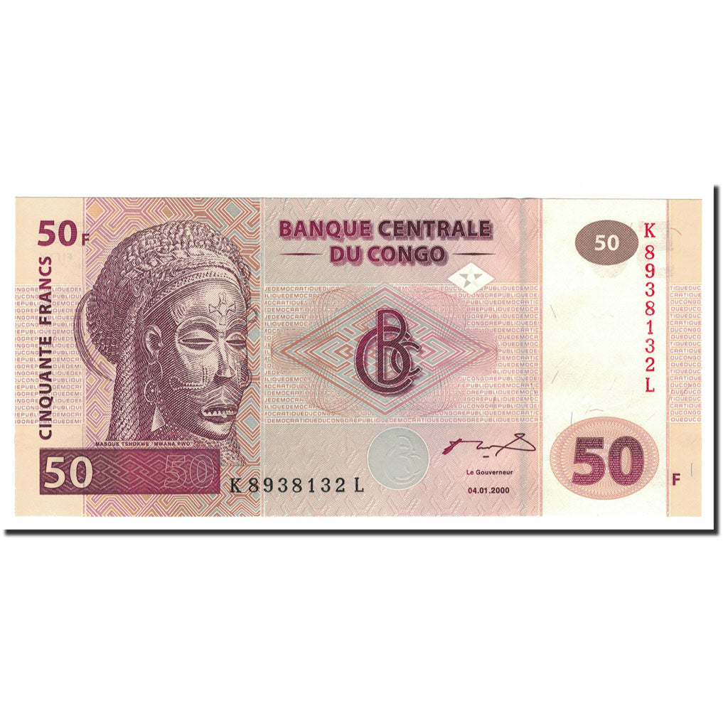 Billete, 50 Francs, 2000, República Democrática de Congo, KM:91a, 2000-01-04