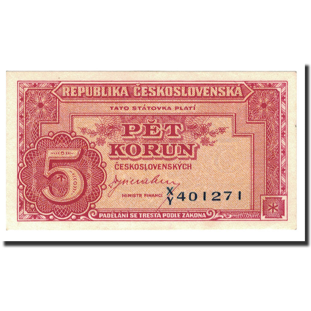 Banknote, Czechoslovakia, 5 Korun, 1945, KM:59a, UNC(64)
