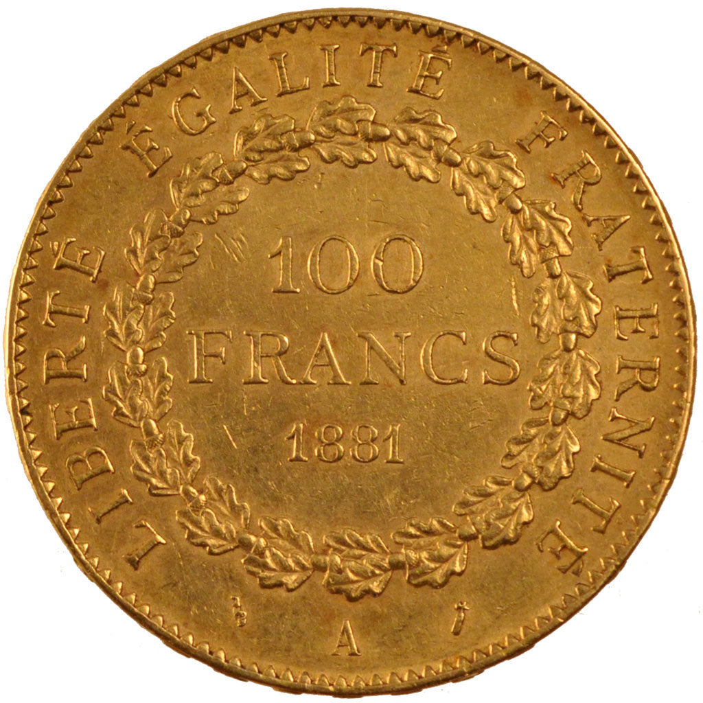FRANCE, Génie, 100 Francs, 1881, Paris, KM #832, AU(55-58), Gold, Gadoury #1137,