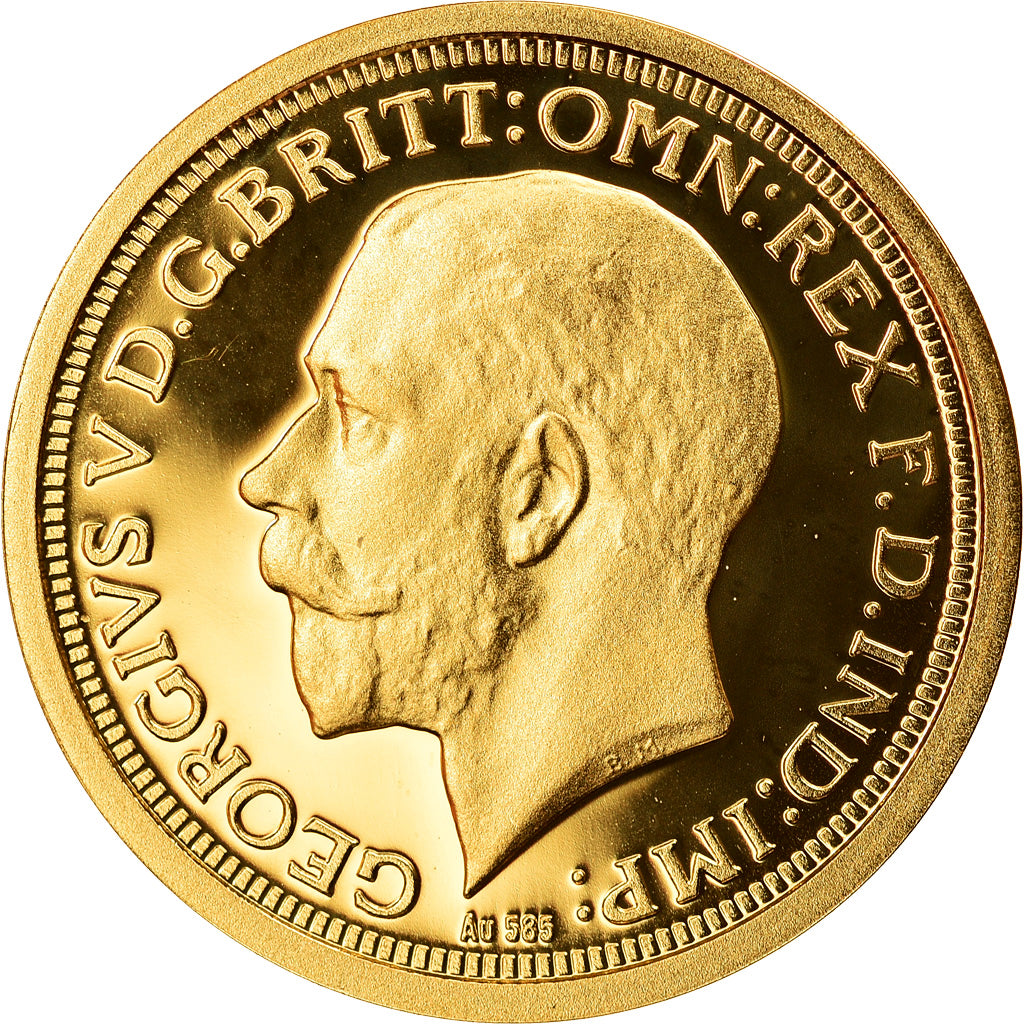 France, Medal, Réplique Souverain Georges V, MS(65-70), Gold