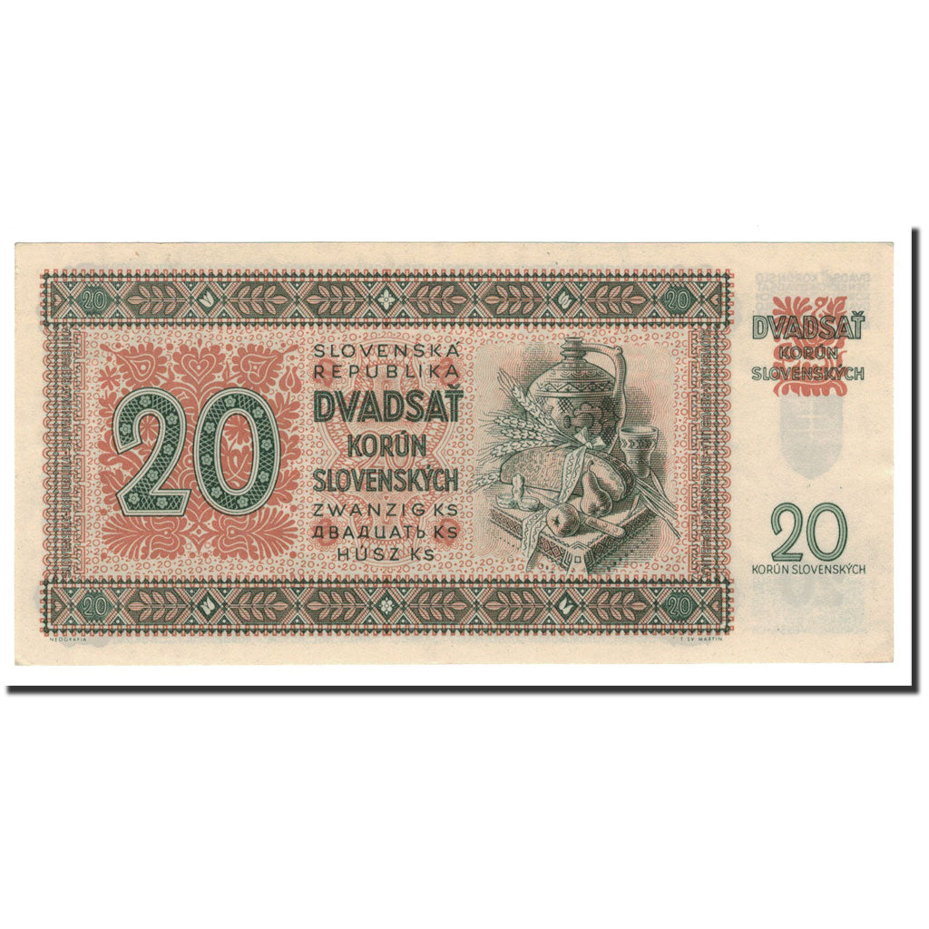 Slovakia, 20 Korun, 1942, 1942-09-11, KM:7a, UNC(65-70)
