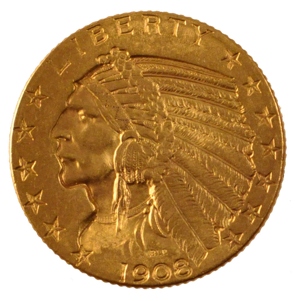 Stati Uniti, Indian Head, $5, Half Eagle, 1908, U.S. Mint, Philadelphia, SPL-...