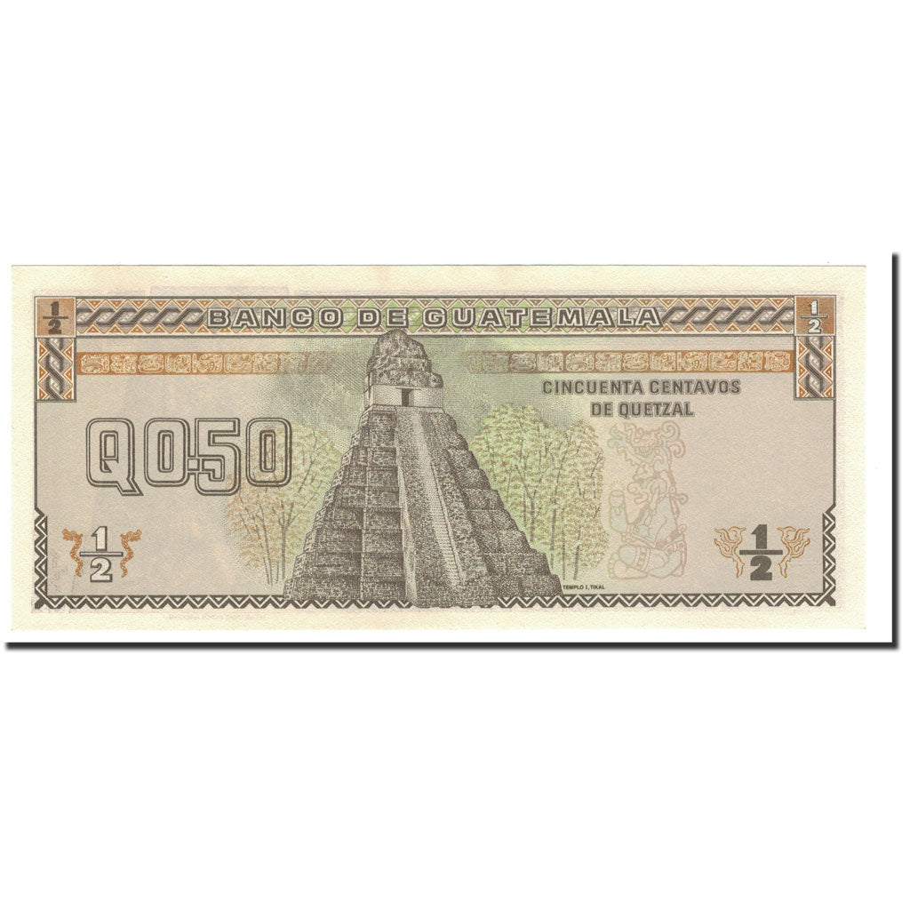 Banknot, Guatemala, 1/2 Quetzal, 1989, 1989-01-04, KM:72a, UNC(65-70)