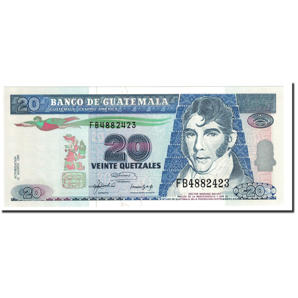 Guatemala, 20 Quetzales, 1992, 1992-08-12, KM:83, UNC(65-70)
