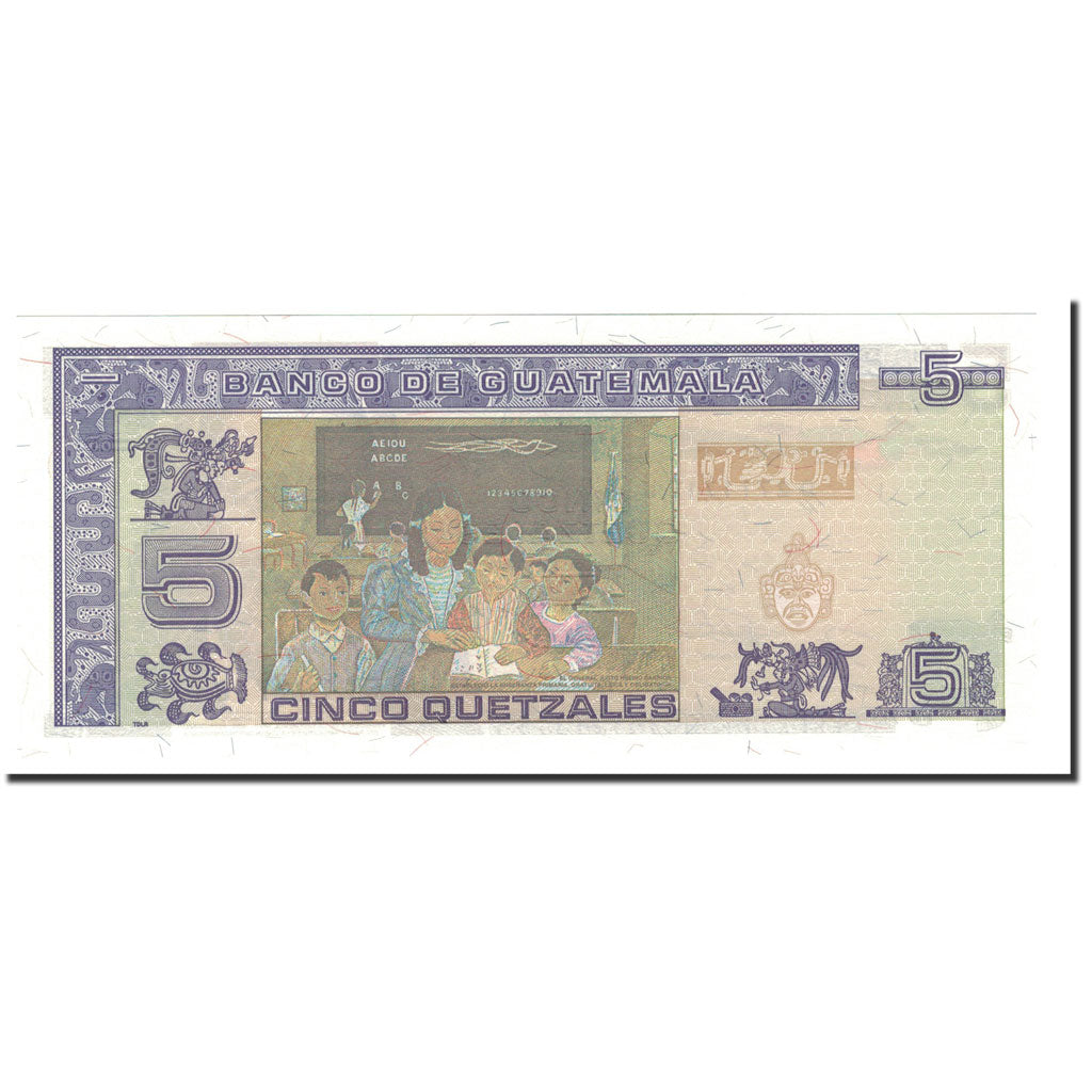 Banknote, Guatemala, 5 Quetzales, 1994, 1994-6-29, KM:92, UNC(65-70)