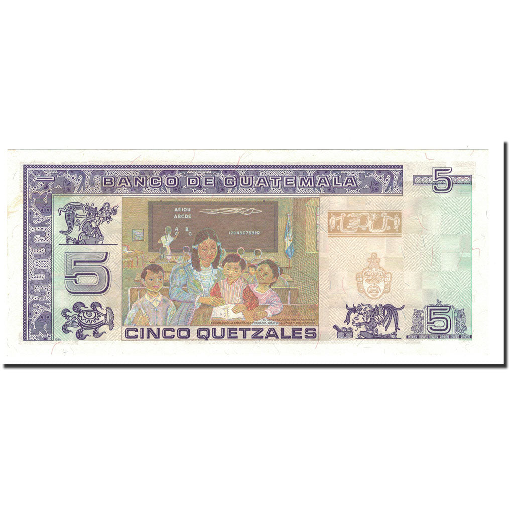 Banknote, Guatemala, 5 Quetzales, 1993, 1993-10-27, KM:88a, UNC(65-70)