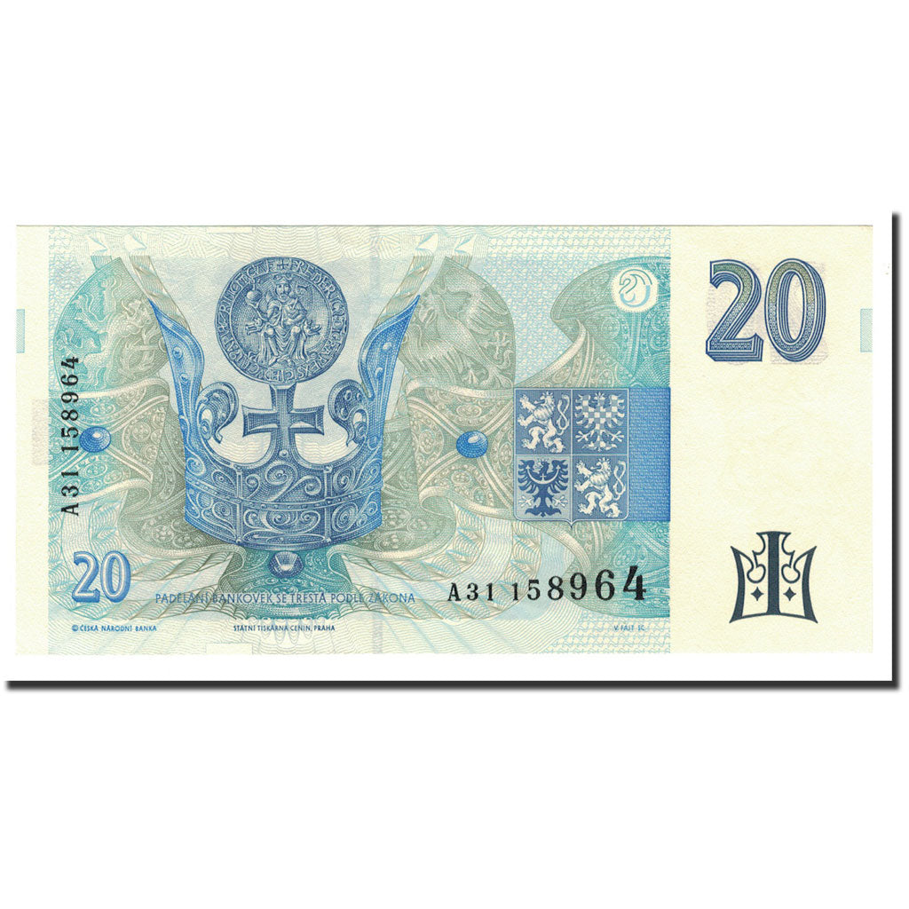 Czech Republic, 20 Korun, 1994, KM:10a, UNC(65-70)