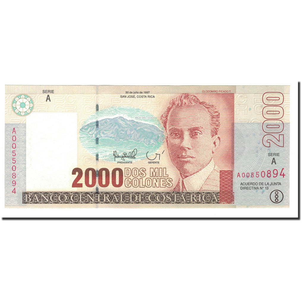 Billete, 2000 Colones, 1997, Costa Rica, KM:265a, 1997-07-30, UNC