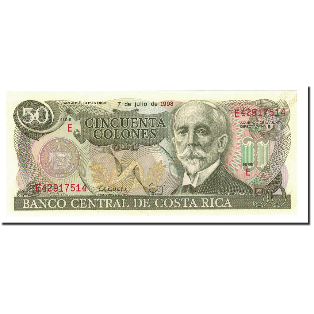 Banknote, Costa Rica, 50 Colones, 1993, 1993-07-07, KM:257a, UNC(65-70)