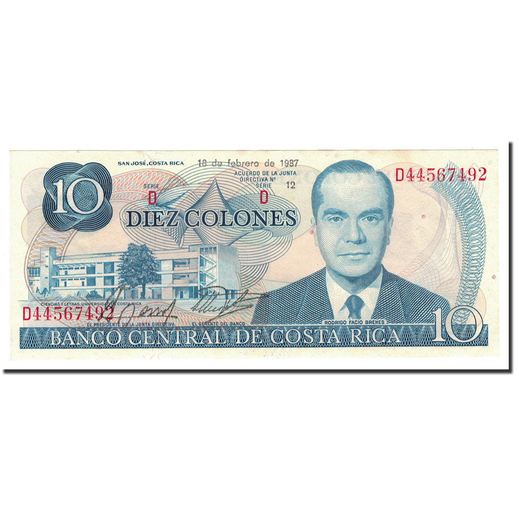 Banknote, Costa Rica, 10 Colones, 1987, 1987-02-18, KM:237b, UNC(65-70)