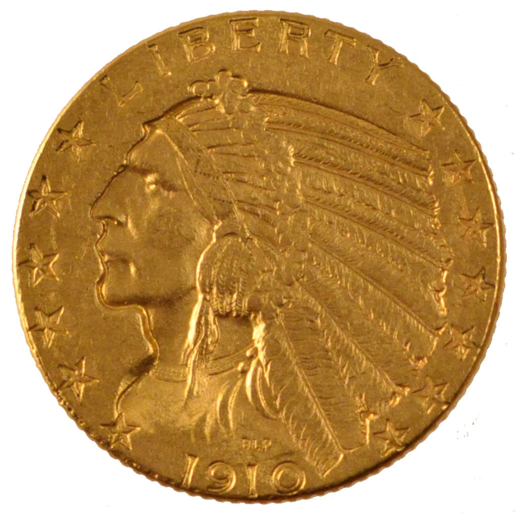 Stati Uniti, Indian Head, $5, Half Eagle, 1910, U.S. Mint, Denver, SPL-, Oro,...