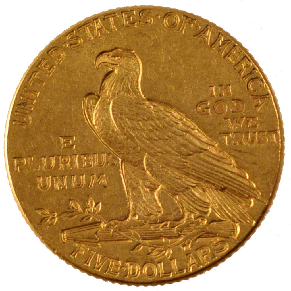 Stati Uniti, Indian Head, $5, Half Eagle, 1910, U.S. Mint, Denver, SPL-, Oro,...