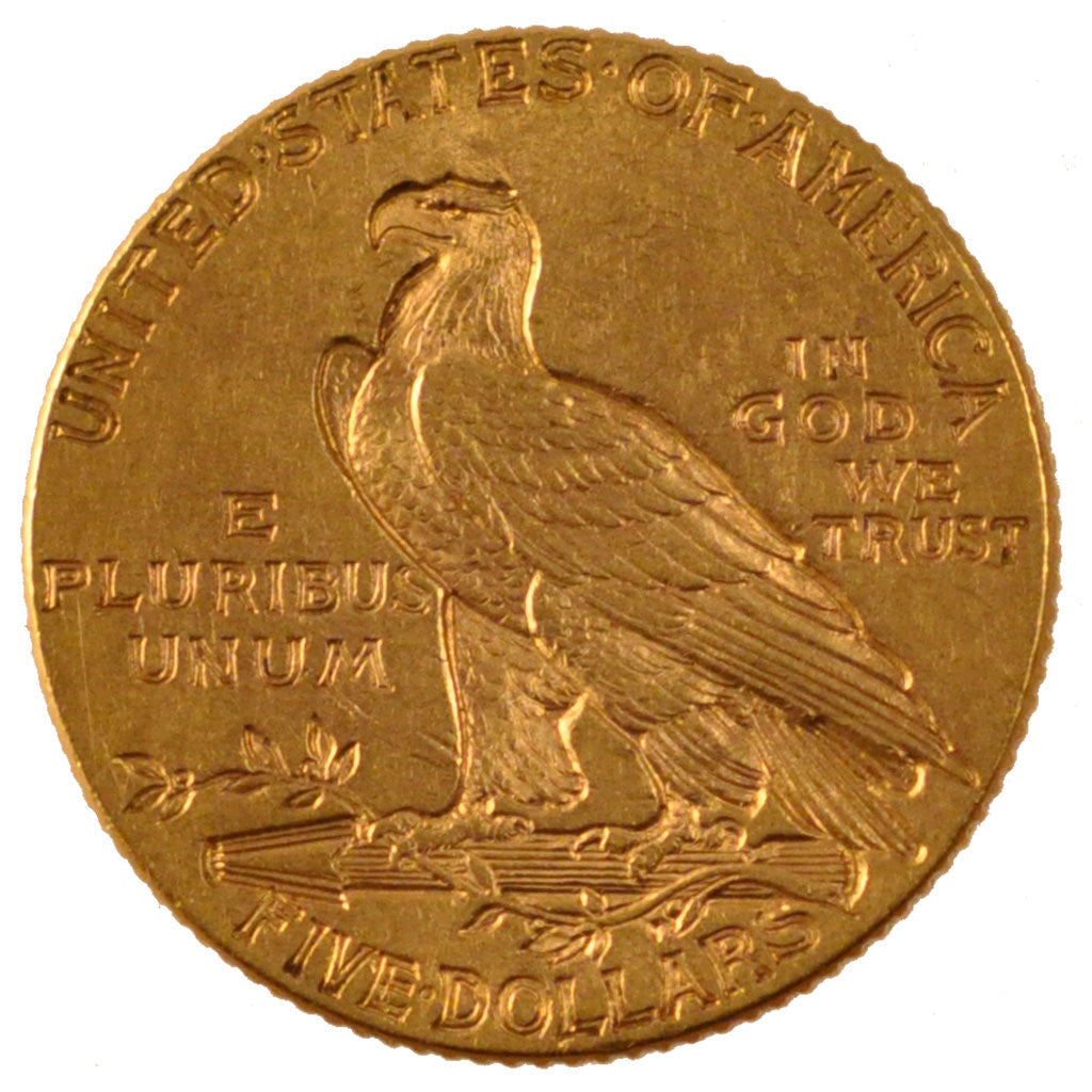 UNITED STATES, Indian Head, $5, Half Eagle, 1912, U.S. Mint, KM #129,...