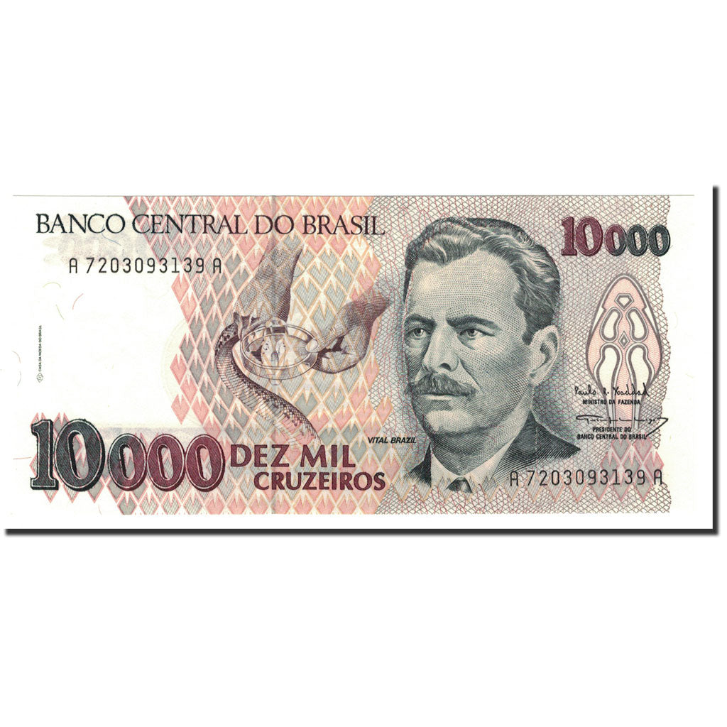 Banknote, Brazil, 10,000 Cruzeiros, 1991-1993, KM:233c, UNC(65-70)