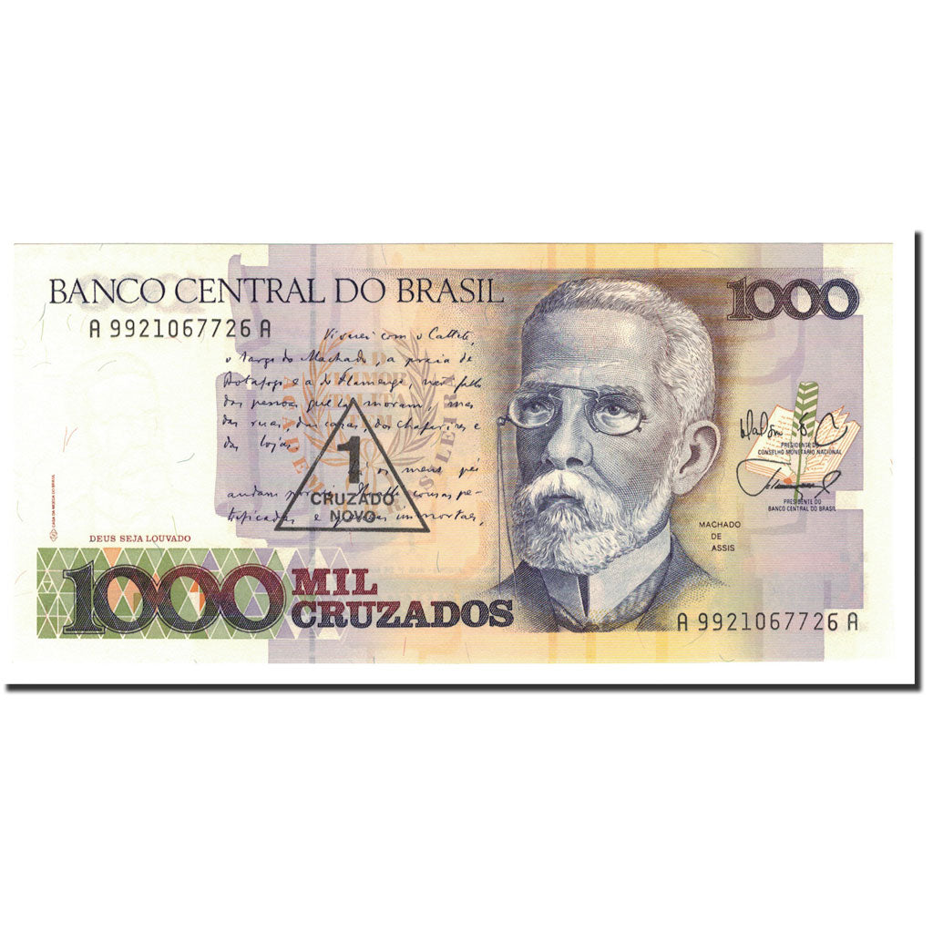 Banknote, Brazil, 1 Cruzado Novo on 1000 Cruzados, 1989, KM:216a, UNC(65-70)