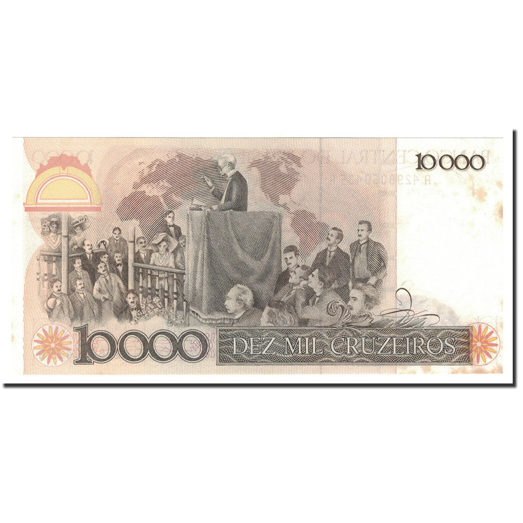 Banknote, Brazil, 10 Cruzados on 10,000 Cruzeiros, 1986, KM:206, UNC(65-70)