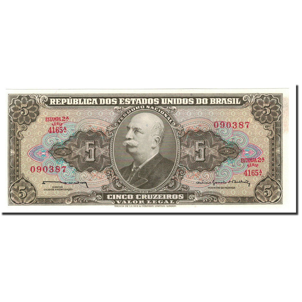 Brazil, 5 Cruzeiros, Undated (1962-64), KM:176c, UNC(65-70)