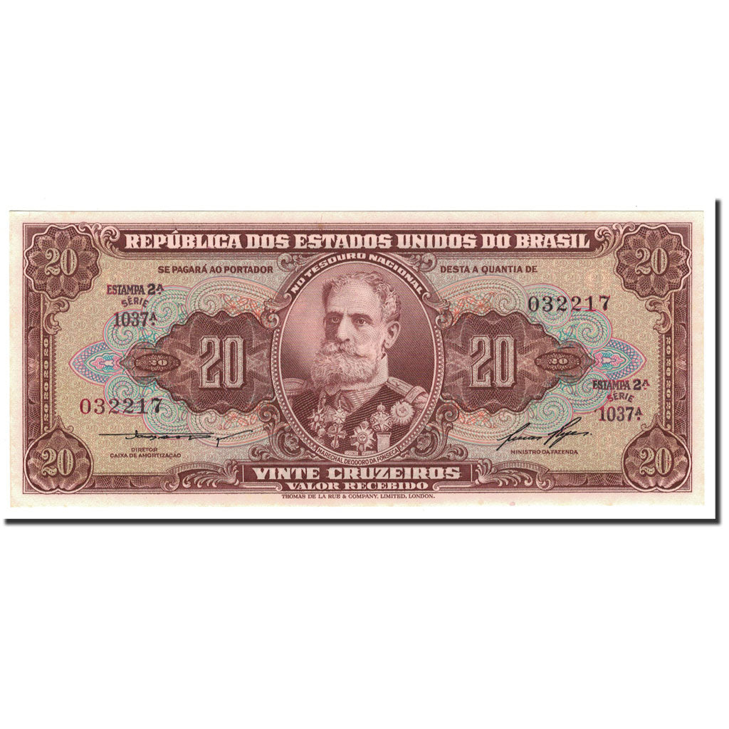Banknote, Brazil, 20 Cruzeiros, Undated (1955-61), KM:160b, UNC(65-70)