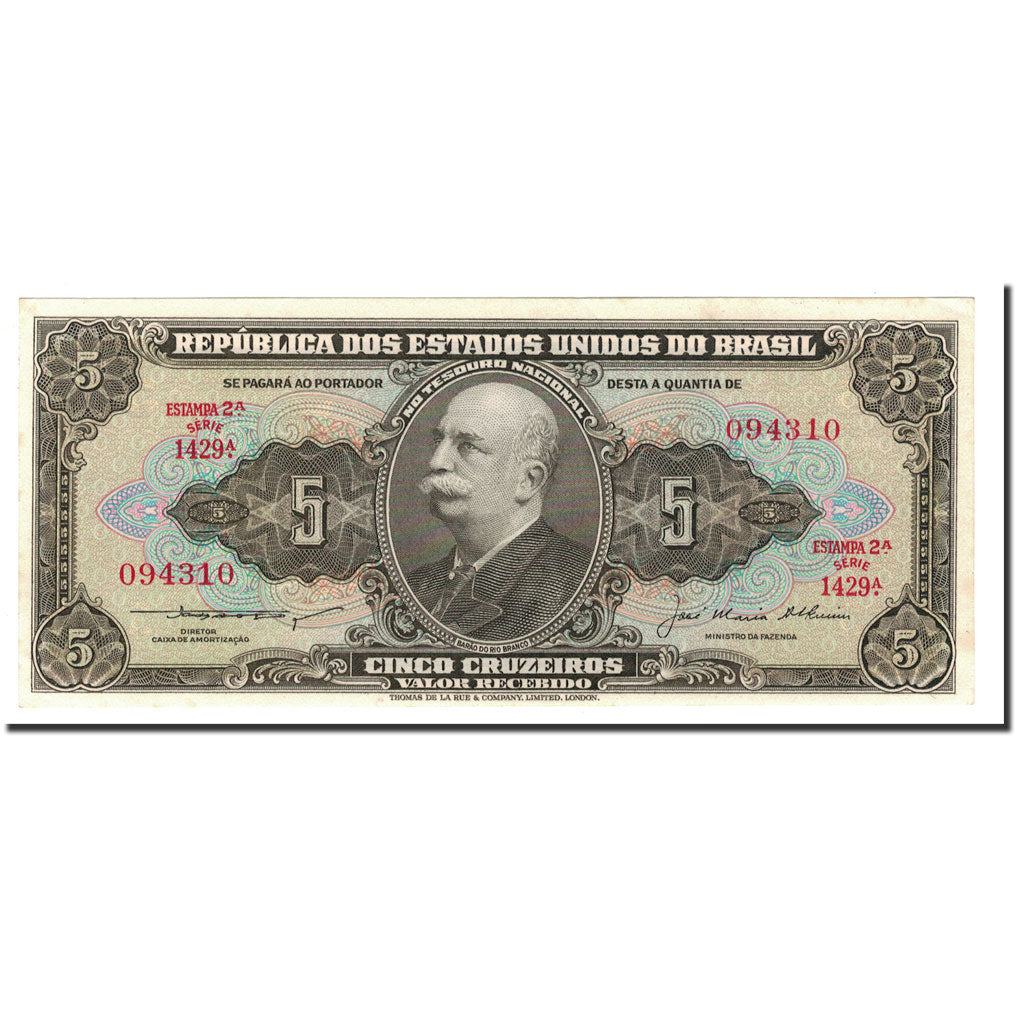 Banconote, Brasile, 5 Cruzeiros, 1953-1959, KM:158c, SPL+