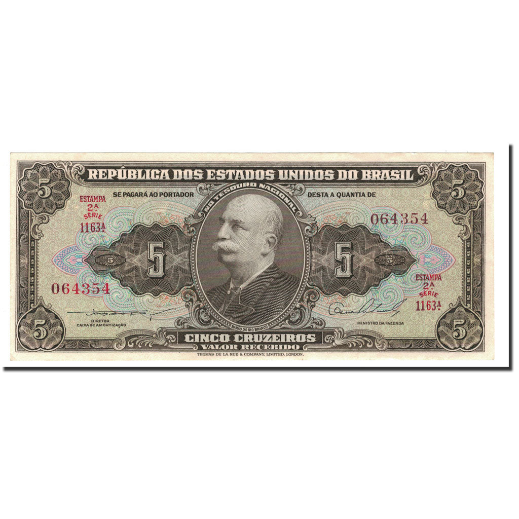 Banknote, Brazil, 5 Cruzeiros, 1953-1959, KM:158b, UNC(64)