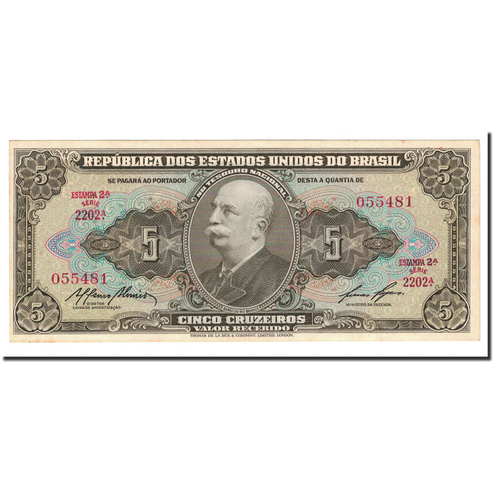 Banknote, Brazil, 5 Cruzeiros, 1953-1959, KM:158e, UNC(63)