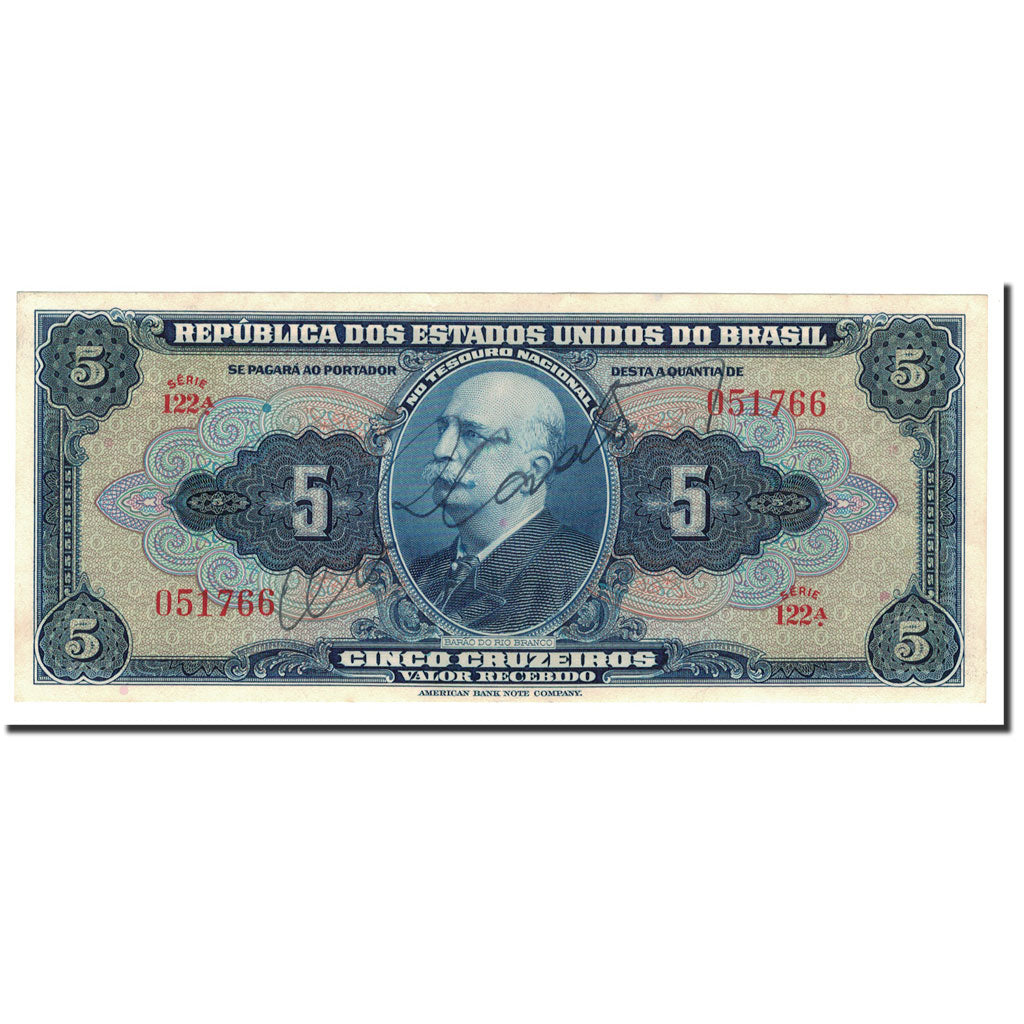 Banknote, Brazil, 5 Cruzeiros, Undated (1943), KM:134a, UNC(63)