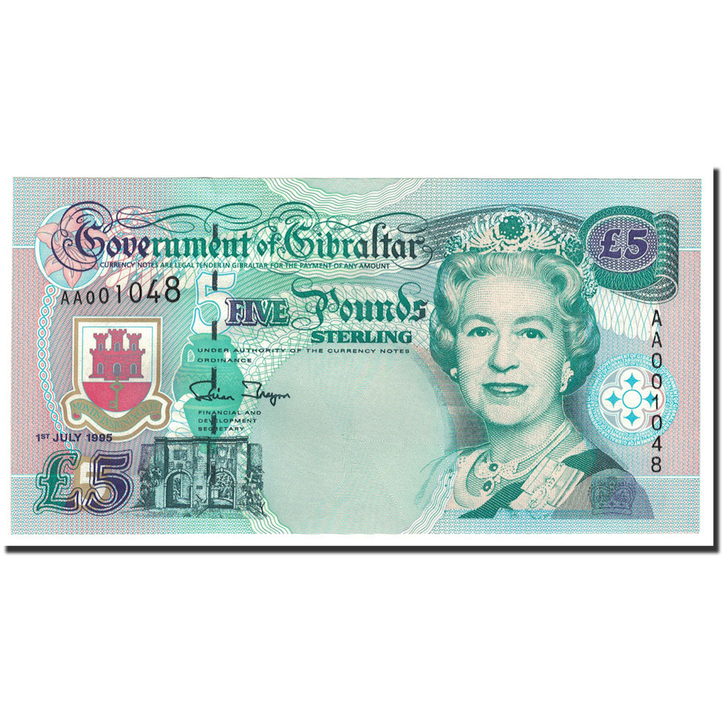 Banknote, Gibraltar, 5 Pounds, 1995, 1995-07-01, KM:25a, UNC(65-70)