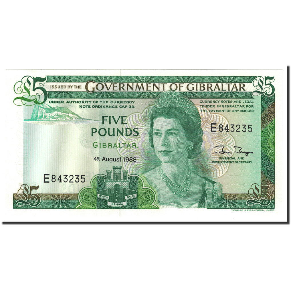 Banknote, Gibraltar, 5 Pounds, 1988, 1988-08-04, KM:21b, UNC(65-70)